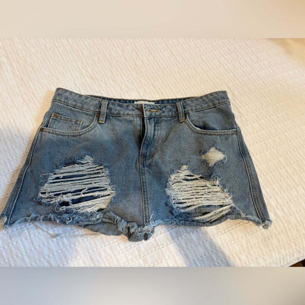 Ripped Light Blue Denim Women’s Skort